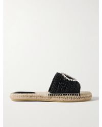Gucci - Cora Crystal-Embellished Raffia Espadrille Sandals - Lyst