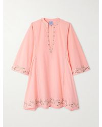 Thierry Colson - Robe De Plage En Coton Et Soie Mélangés À Broderies Et À Ornements Rachel - Lyst