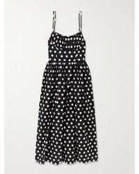 Cara Cara - Alba Polka-Dot Gathered Smocked Cotton-Poplin Midi Dress - Lyst
