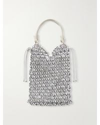 STAUD - Kelly Leather-Trimmed Embellished Satin Shoulder Bag - Lyst