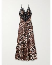 Rodarte - Cutout Lace-Trimmed Leopard-Print Silk-Satin Maxi Dress - Lyst