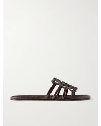 Loewe - Petal Anagram Croc-Effect Leather Slides - Lyst