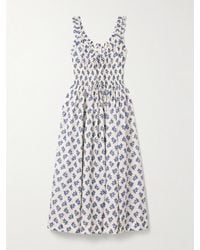 Doen - Emmaretta Midikleid Aus Biobaumwoll-Voile Mit Blumenprint Und Raffungen - Lyst