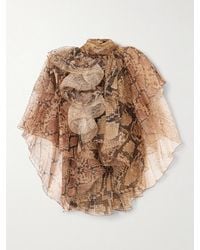 Zimmermann - Ruffled Layered Snake-Print Silk-Chiffon Blouse - Lyst