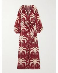 Johanna Ortiz - Weaving Waves Belted Embellished Printed Linen Midi Dress - Lyst