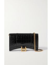 Balenciaga - Hourglass Croc-Effect Leather Shoulder Bag - Lyst