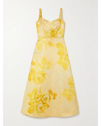 Emilia Wickstead - Elvita Floral-Print Duchesse-Satin Midi Dress - Lyst