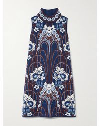 Cara Cara - Mini-Robe À Col Montant En Laine Mélangée Métallisée Jacquard Ayla - Lyst