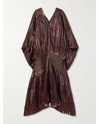 ‎Dima Ayad - Kaftan Aus Gestreiftem Metallic-Voile Und Stretch-Strick - Lyst