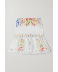 Charo Ruiz - Yane Crochet-Trimmed Floral-Print Cotton-Blend Voile Mini Skirt - Lyst