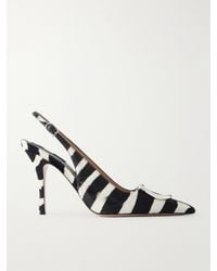 Ferragamo - Sara Embellished Zebra-Print Calf Hair Slingback Pumps - Lyst