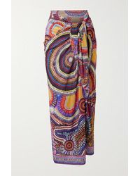 Camilla Gemusterter Pareo Aus Crêpe De Chine - Rot