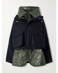 Sacai - Jacke Aus Wolle Und Gestepptem Shell Mit Kapuze - Lyst