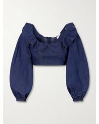 Zimmermann - Aster Cotton-Denim Frill Top - Lyst