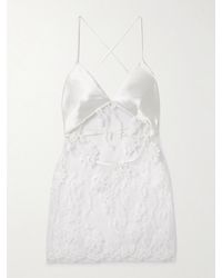 Kiki de Montparnasse - Dominique Silk-Trimmed Cotton-Blend Leavers Lace Chemise - Lyst