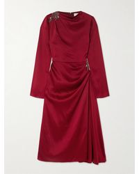 Erdem - Cocktailkleid Aus Satin Mit Kristallen - Lyst