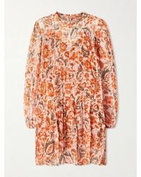 Alix Of Bohemia - Juno Topaz Tiered Floral-Print Georgette Mini Dress - Lyst