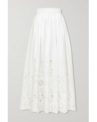 Chloé Broderie Anglaise Cotton-poplin Skirt - White
