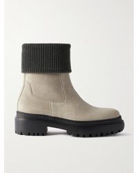 Brunello Cucinelli - Bottines Chelsea En Daim À Perles - Lyst