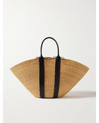 Muuñ - Sophie Maxi Leather-Trimmed Woven Straw Tote - Lyst