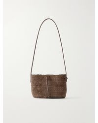 Muuñ - Nina Leather-Trimmed Raffia Shoulder Bag - Lyst