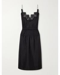 Rohe - Camura Lace-Trimmed Shirred Silk-Satin Midi Dress - Lyst