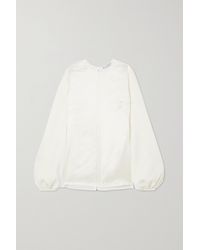 JW Anderson Panelled Satin, Crepe And Cotton Blouse - White