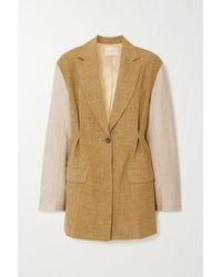ROKSANDA Blazer Oversize En Soie, Lin Et Laine Mélangés Bicolores Leonie - Multicolore