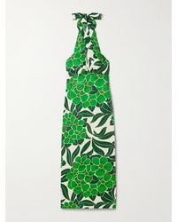 Cara Cara - Perla Neckholder-Midikleid Aus Bedrucktem Leinen - Lyst