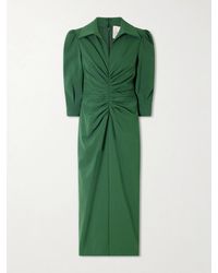 Carolina Herrera - Rouched Wool-Blend Midi Dress - Lyst