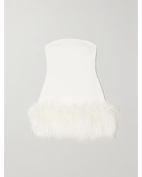 Safiyaa - Feather-Trimmed Crepe Mini Dress - Lyst