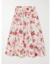 Mary Katrantzou - Etta Floral-Print Cotton-Poplin Midi Skirt - Lyst