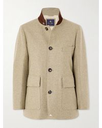 Loro Piana - Roadster Suede-Trimmed Wool And Cashmere-Blend Flannel Jacket - Lyst