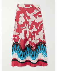 La DoubleJ - Mother Lungomare Printed Silk-Twill Midi Skirt - Lyst