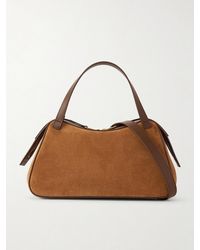 Jil Sander - Small Leather-Trimmed Suede Shoulder Bag - Lyst