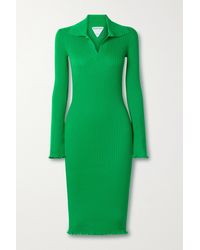 Bottega Veneta Ribbed Cotton Dress - Green