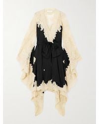 Zimmermann - Hypnotic Minikleid Aus Satin Mit Spitzenbesätzen Und Bindegürtel - Lyst