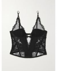 La Perla - Honeycomb Shadows Cutout Leavers Lace, Tulle And Stretch-Silk Bustier Top - Lyst