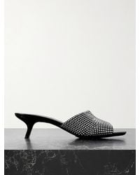 Loewe - Petal Crystal-Embellished Suede Mules - Lyst