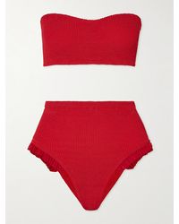 Hunza G - Osiris Bandeau-Bikini Aus Seersucker Mit Metallic-Rüschen - Lyst