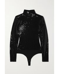 Michael Kors - Sequined Crepe Turtleneck Thong Bodysuit - Lyst