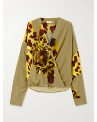 Dries Van Noten - Bluse Aus Satin Mit Raffungen Und Prints - Lyst