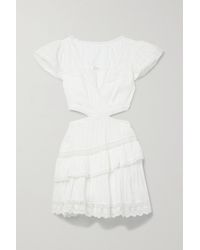 LoveShackFancy Audrina Cutout Crochet And Broderie Anglaise-trimmed Cotton-voile Mini Dress - White