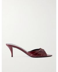 Saint Laurent - Babylone Mules Aus Glanzleder Mit Raffungen Und Verzierung - Lyst