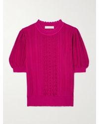Ulla Johnson - Gemma Pointelle-Knit Silk And Cotton-Blend Top - Lyst