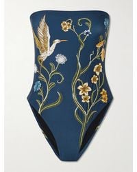 Agua Bendita - Durazno Laguna Strapless Embellished Embroidered Recycled Swimsuit - Lyst