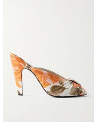 Chloé - Suzie Ruched Floral-Print Satin Sandals - Lyst