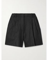 Another Tomorrow - Net Sustain Pleated Linen Shorts - Lyst