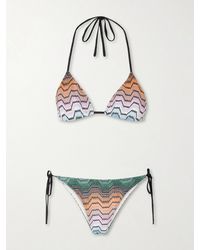 Missoni - Mare Striped Metallic Crochet-Knit Triangle Bikini - Lyst