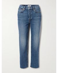 RE/DONE - 70S High Rise Stove Pipe Frayed Straight-Leg Jeans - Lyst